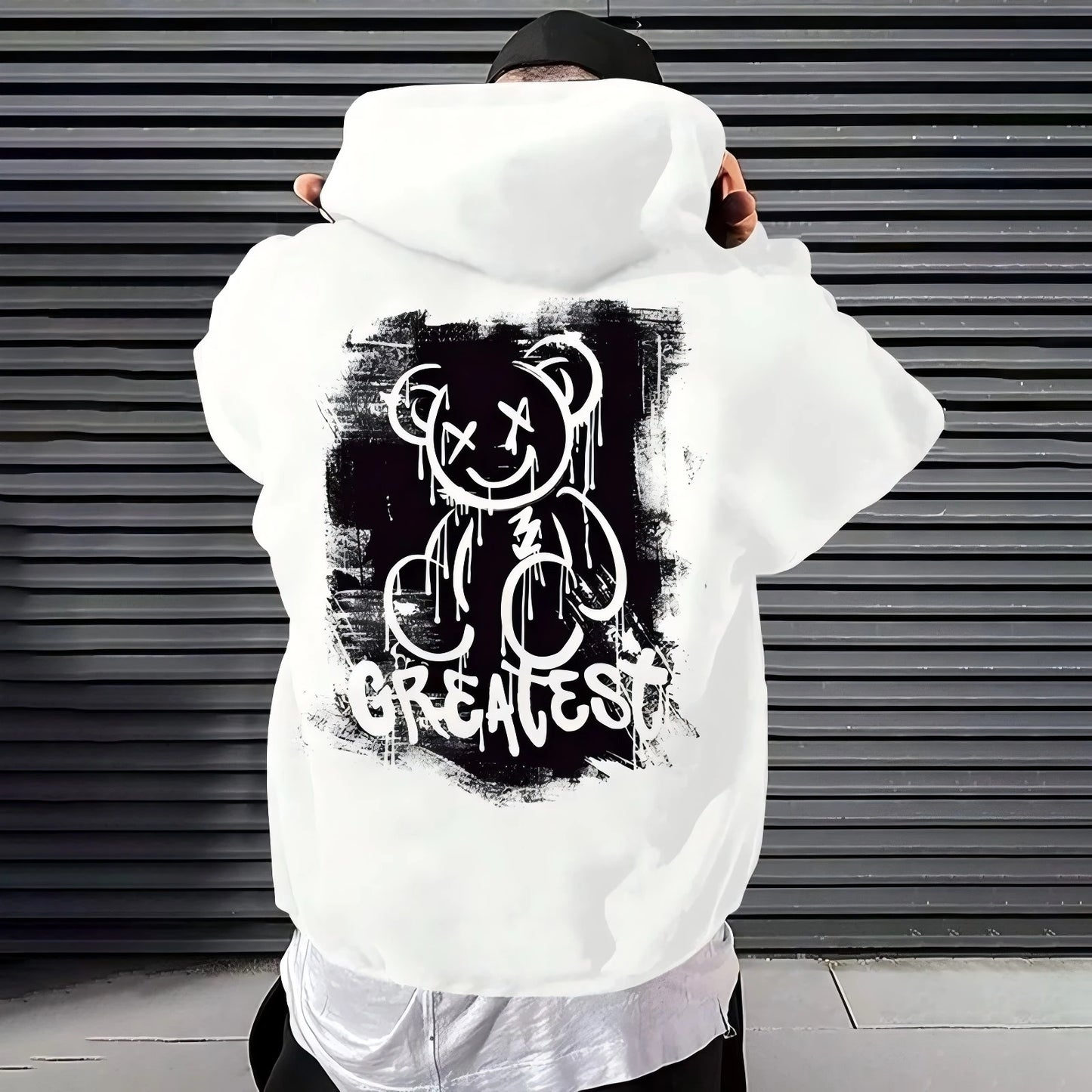 2025 New Men's Autumn Fashion Bear Printed Soft and Comfortable Hoodie Outdoor Urban High Street Clothing - Teglex -
