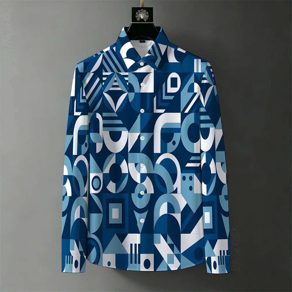 Men's Retro Baroque Print Business Casual Shirt