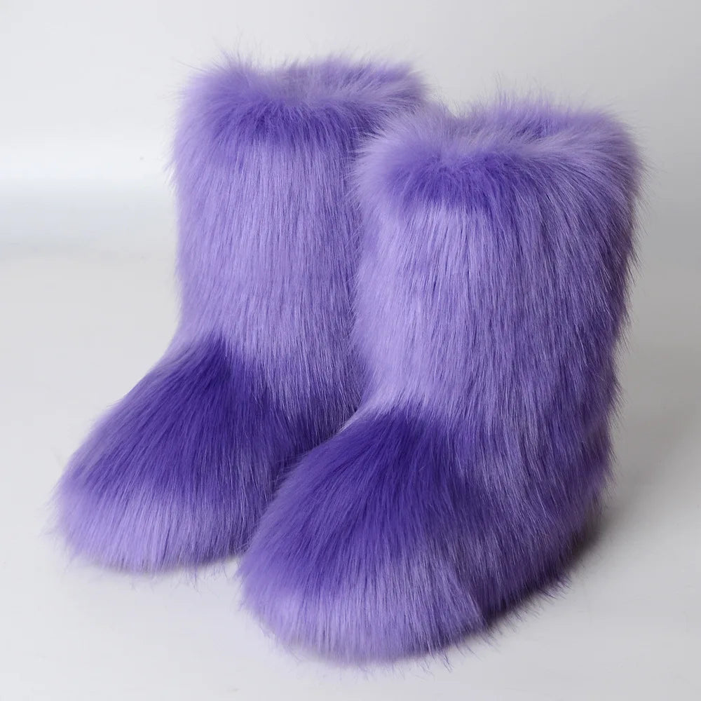 Damen Fluffy Snow Boots Designer Warme Mode Benutzerdefiniert