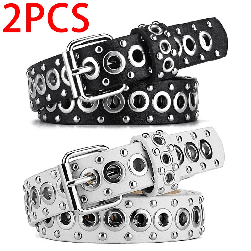Women's Rivet Punk Belt HipHop Needle Buckle