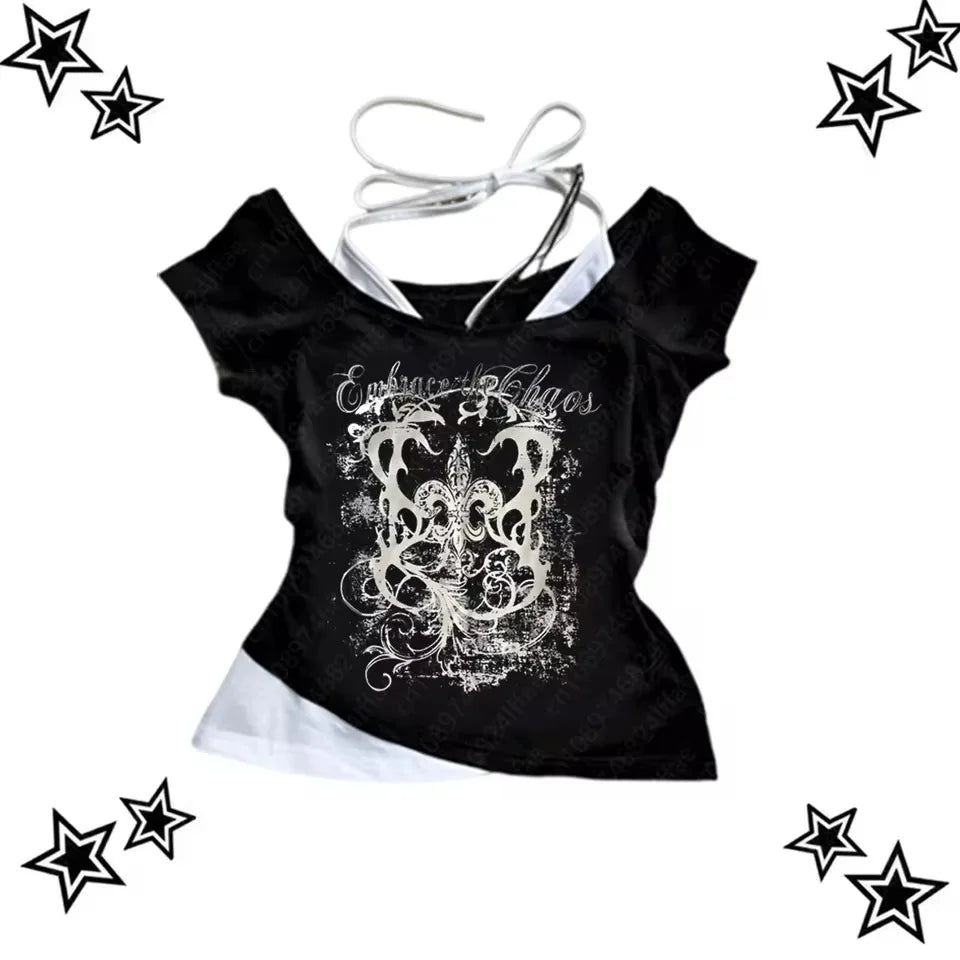 Punk Crop Top Damen – Gothic T-Shirt für den Alltag