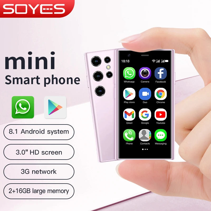 SOYES S23 Pro Mini Smartphones Android 8.1 Dual SIM 3.0'' HD 1000mAh Akku WIFI Bluetooth 3G Kleines Mobiltelefon