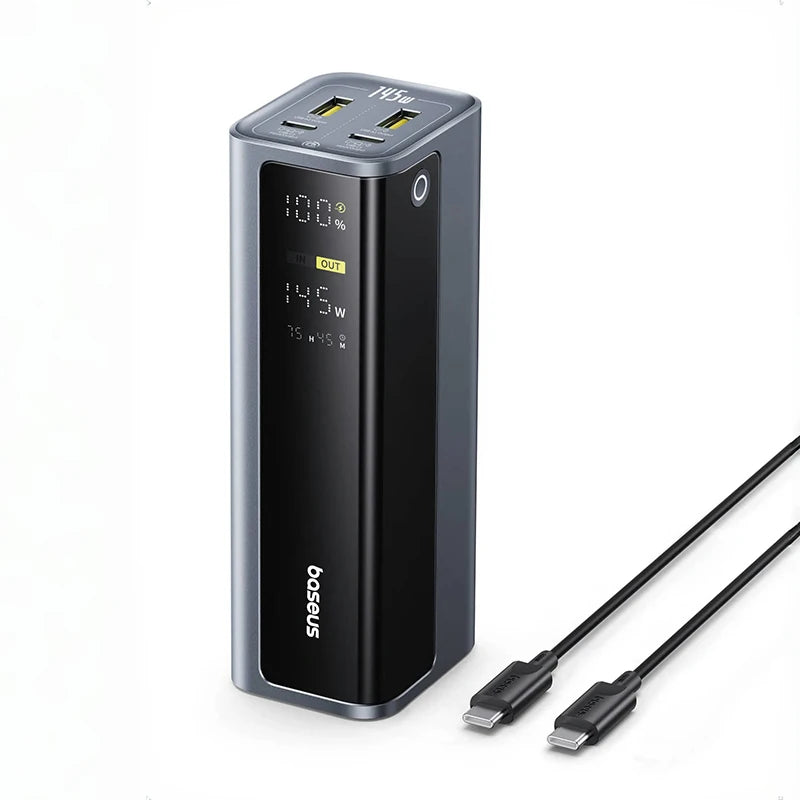 Baseus 145W Power Bank 20800mAh Dual USB A USB C PD 100W Fast Charging Digital Display Portable PowerBank for Laptop Phone Steam