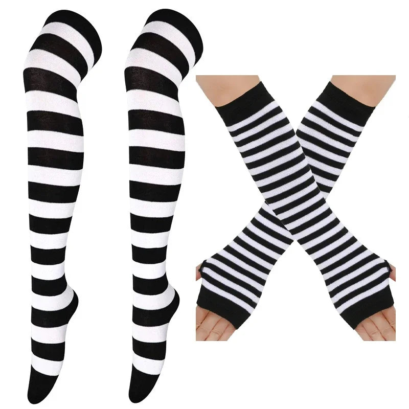 Multicolor Striped Thigh High Stockings for Women & Girls | Over The Knee Long Socks