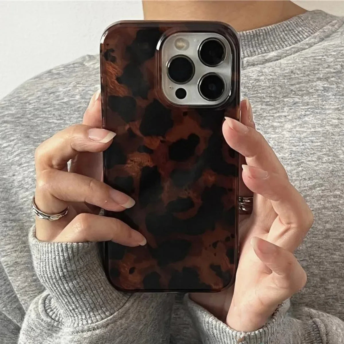 Retro Amber Laser Leopard Phone Case iPhone 17 16 15 14