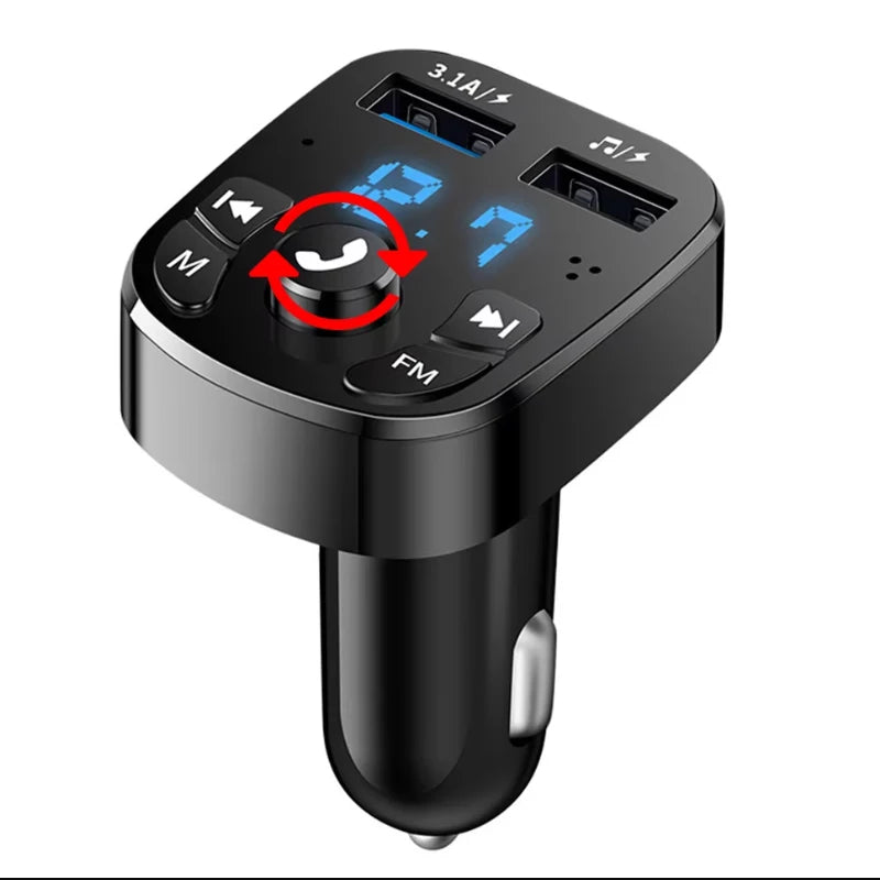 Auto-FM-Transmitter Bluetooth 5.0 AUX Freisprecheinrichtung Kabelloses Kfz-Kit Dual-USB-Autoladegerät Autoradio-FM-Modulator MP3-Player-Adapter
