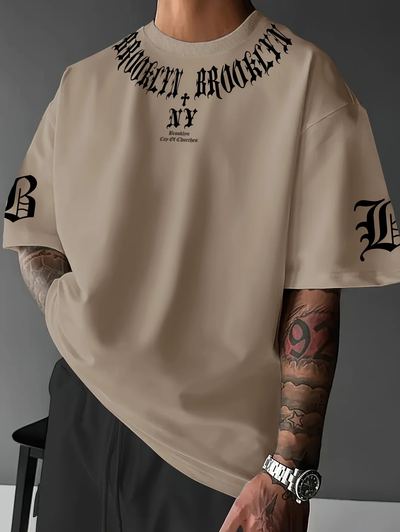 Herren 3D Buchstaben Print Freizeit Sportliches Sommer T-Shirt