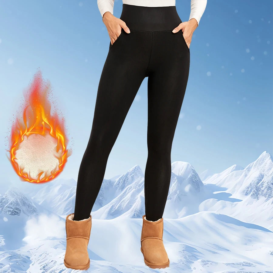 Fleece Women Leggings Thick Flared Pants High-Waisted Thermal Tights Tummy Control Winter Warm Legging Casual Wear - Teglex -