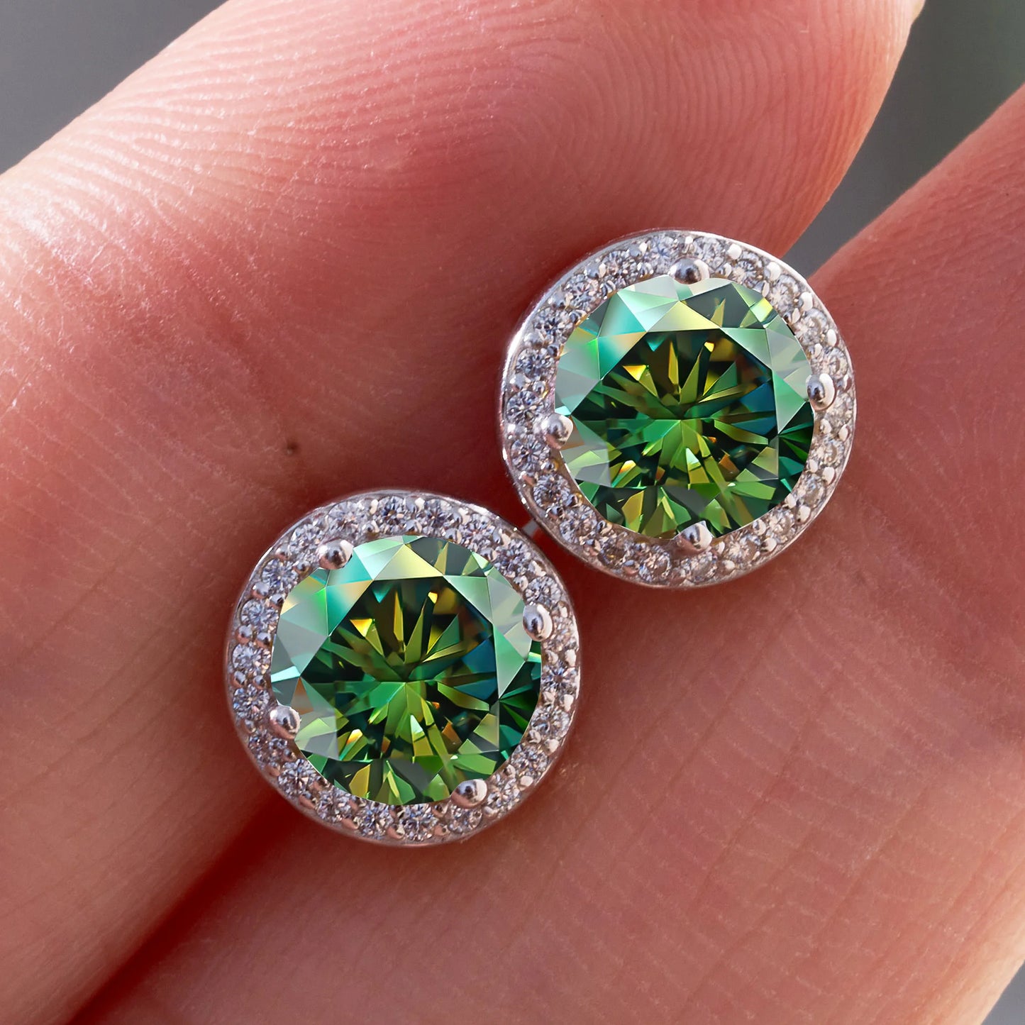 925 Sterling Silver 1 Carat Moissanite Round Earrings Engagement Wedding Daily Work Party Travel Luxurious Gift For Women - Teglex