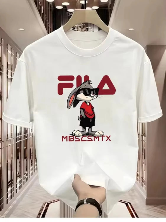 New fashionable printed trendy T-shirt with loose letters for couples, round neck, casual and versatile half sleeves - Teglex -