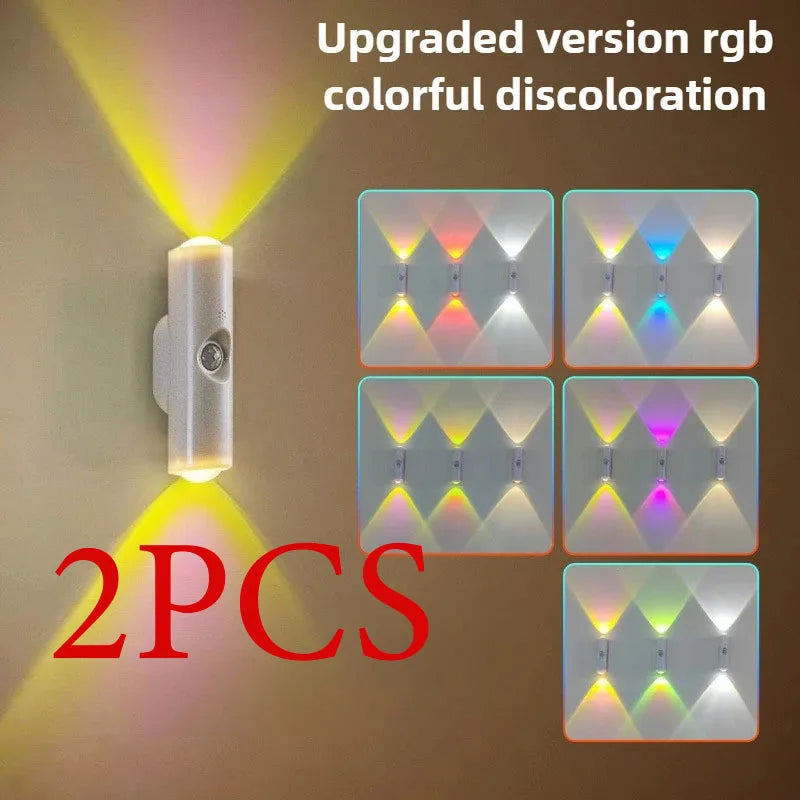 Smart RGB Gradient Night Light Magnetic Motion Sensor Rechargeable Wall Lamp for Bedroom Bathroom Closet Garden Home Decor - Teglex