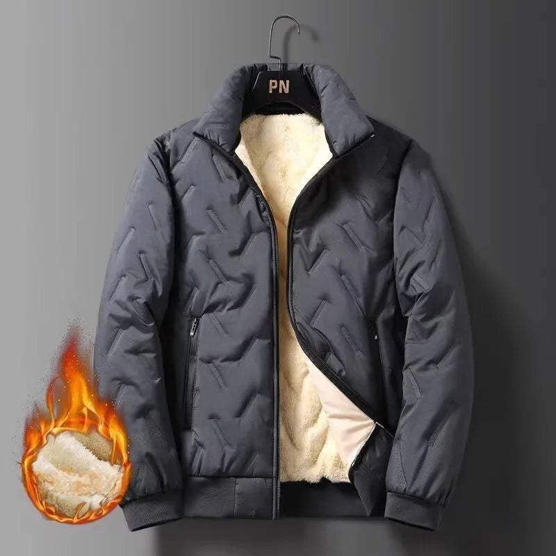 Lamm-Samt Damen Steppjacke Pelzmantel Stehkragen