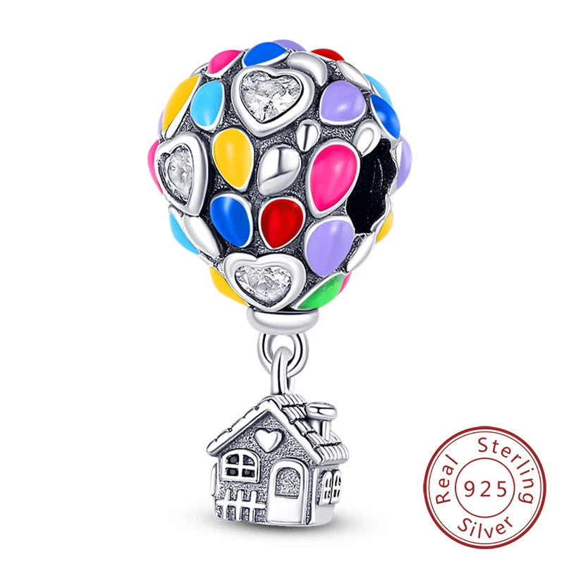 925 Silver Pink Pendant Charm for Bracelet Necklace DIY