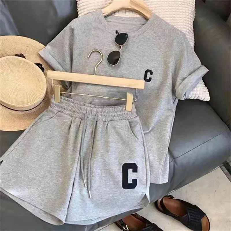 Women's 2-Piece Summer Casual Shorts & T-Shirt Set