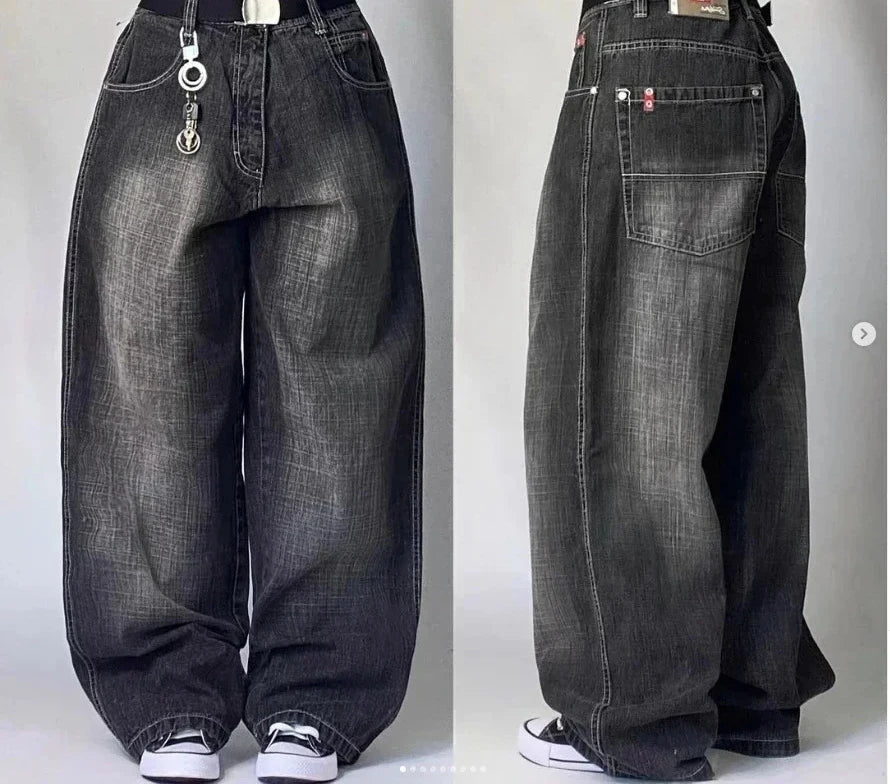 Unisex Designer Totenkopf Bestickte Weite Hosen