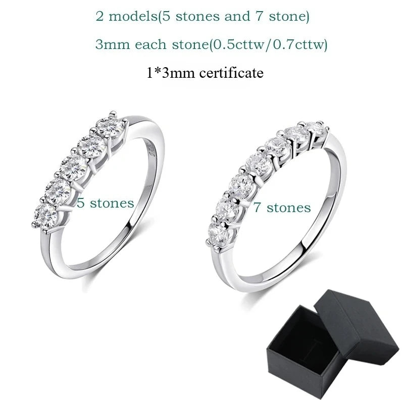 Smyoue 0.7CT 3mm Gemstone Moissanite Rings for Women S925 Silver Matching Wedding Diamonds Band Stackable Ring White Gold Gift - Teglex