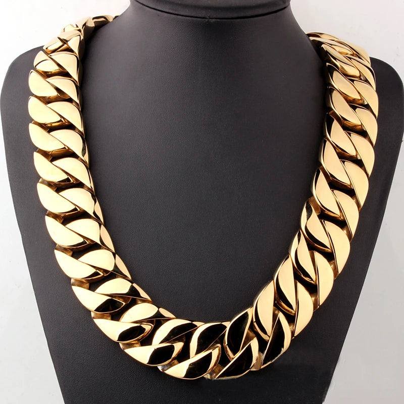24mm/32mm Big Heavy Gold Silver Color 316L Stainless Steel Cuban Miami Link Chains Necklaces for Men Hip Hop Rock Jewelry Gift