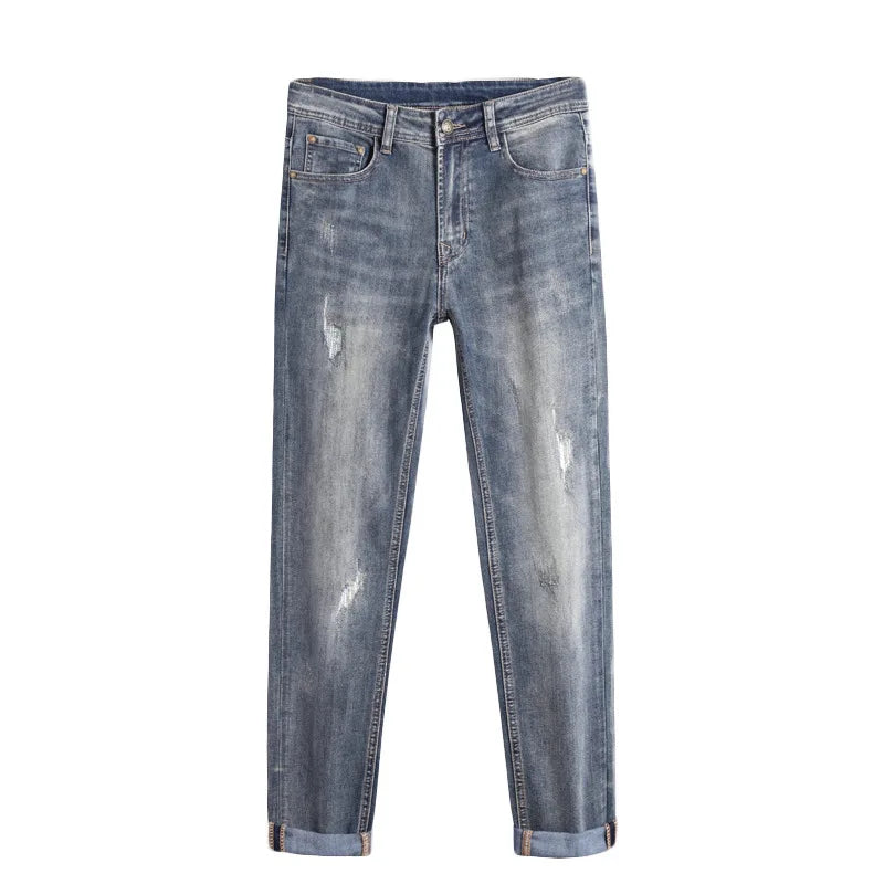 Men's Slim Fit Elastic Denim Jeans | Summer Casual