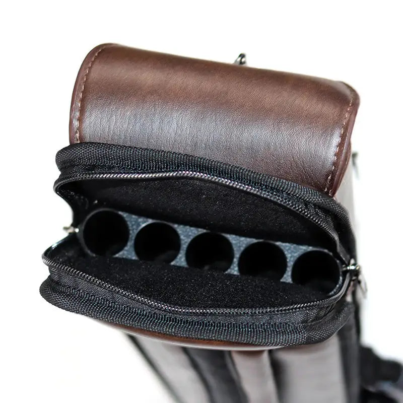 Premium Quality 3B5S PU Leather Brown Classic Design 1/2-PC 8 Hole Billiards Cue Stick Box/Bag for Pool Sports