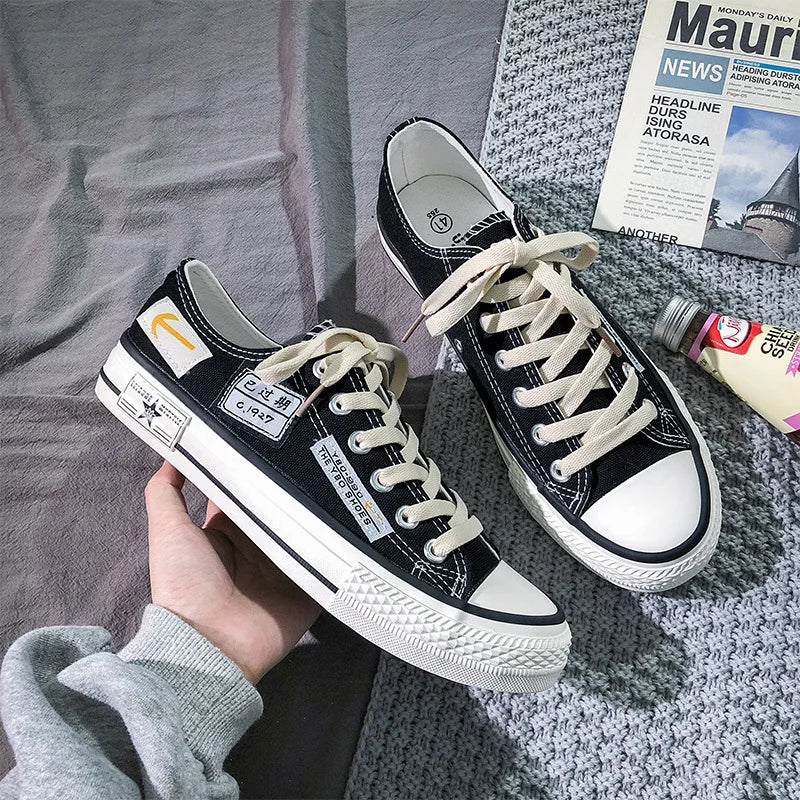 Men's Flat Canvas Shoes Casual Style Breathable Flex Sneakers