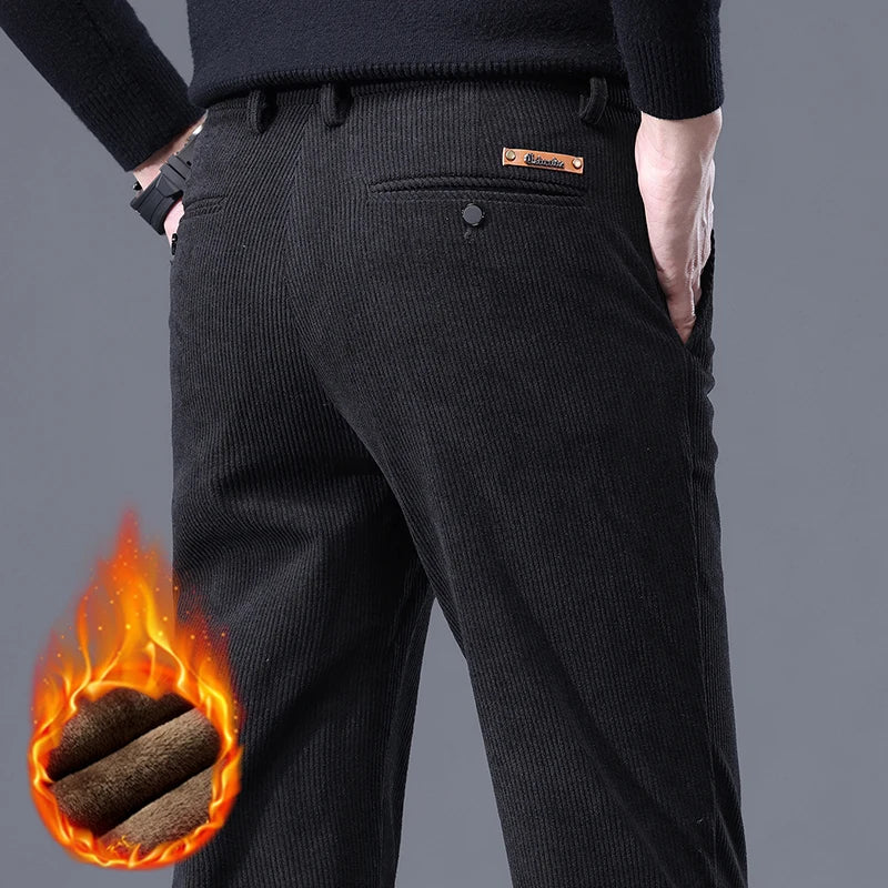 Herren Cordhose Freizeithose – Fleece Thermohose