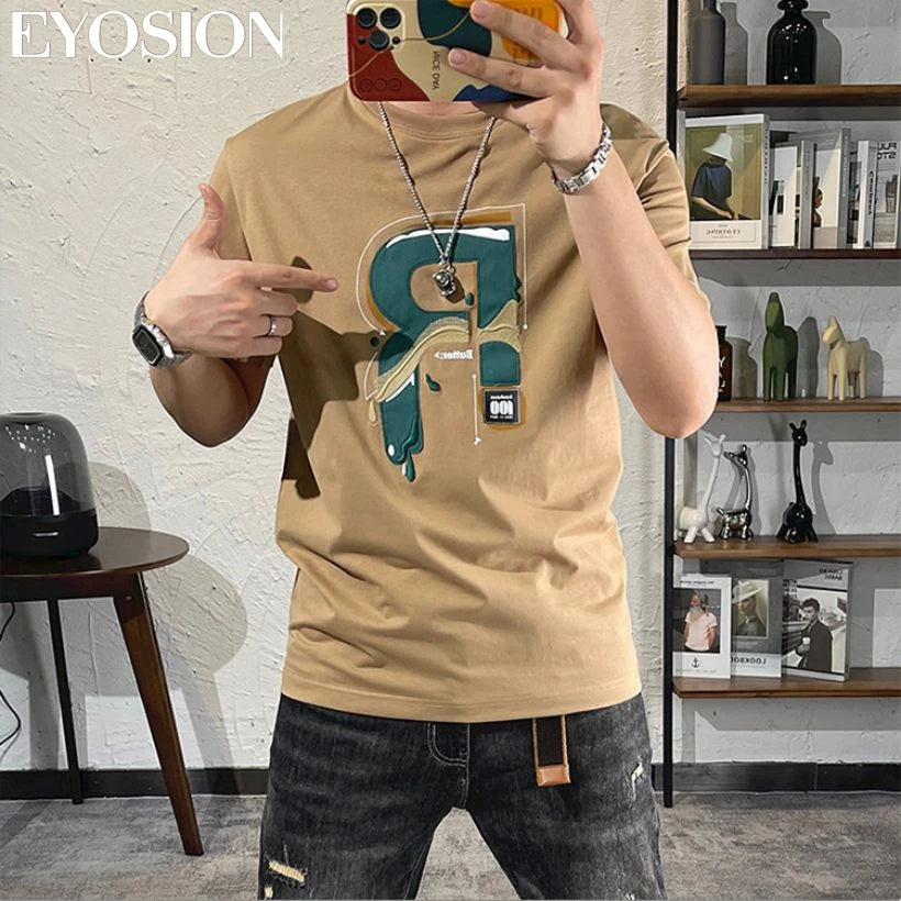 Men's Vintage Letter Print Cotton T-Shirt Up To 5XL