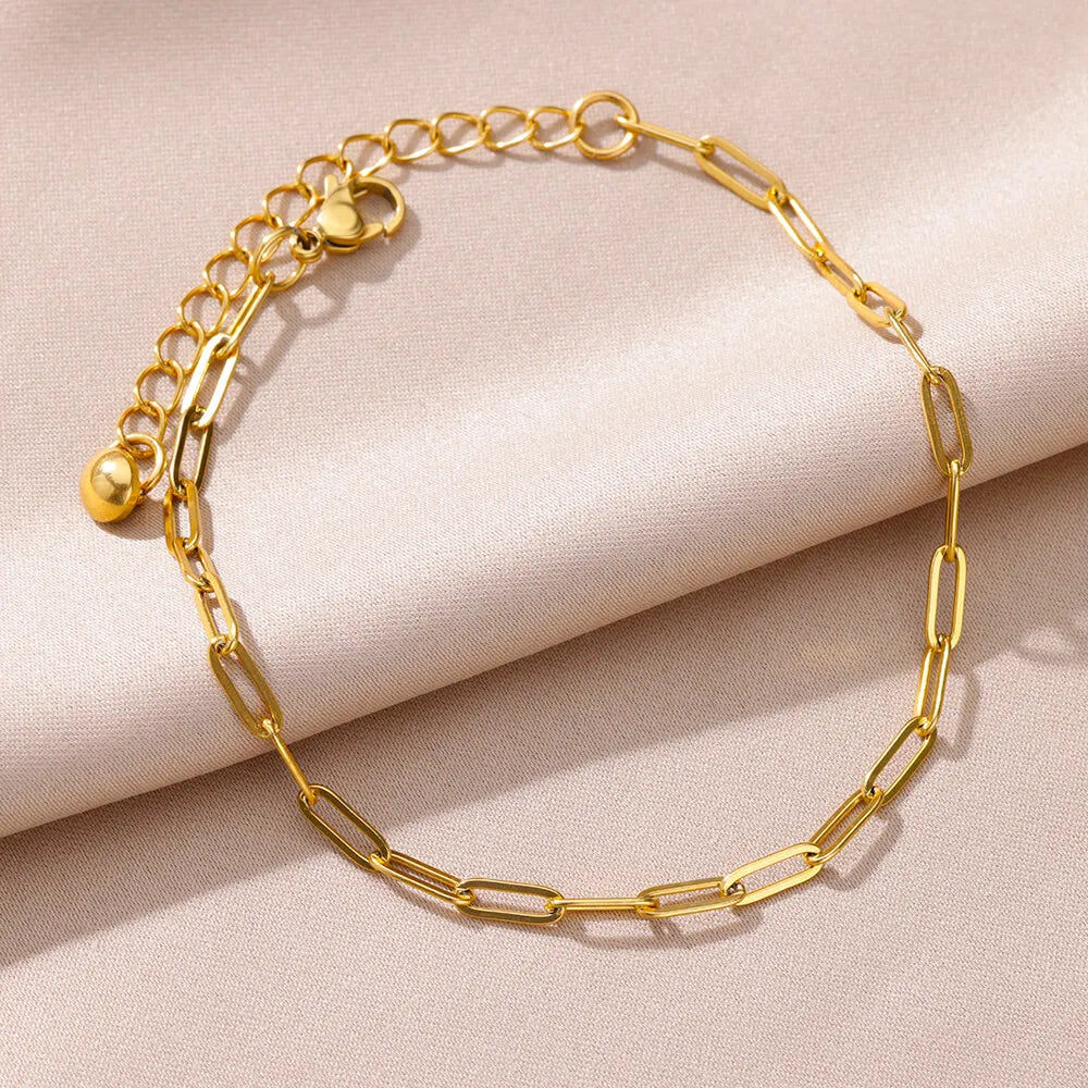 Gold Perlen Kette Fußkette – Edelstahl Bauchkette