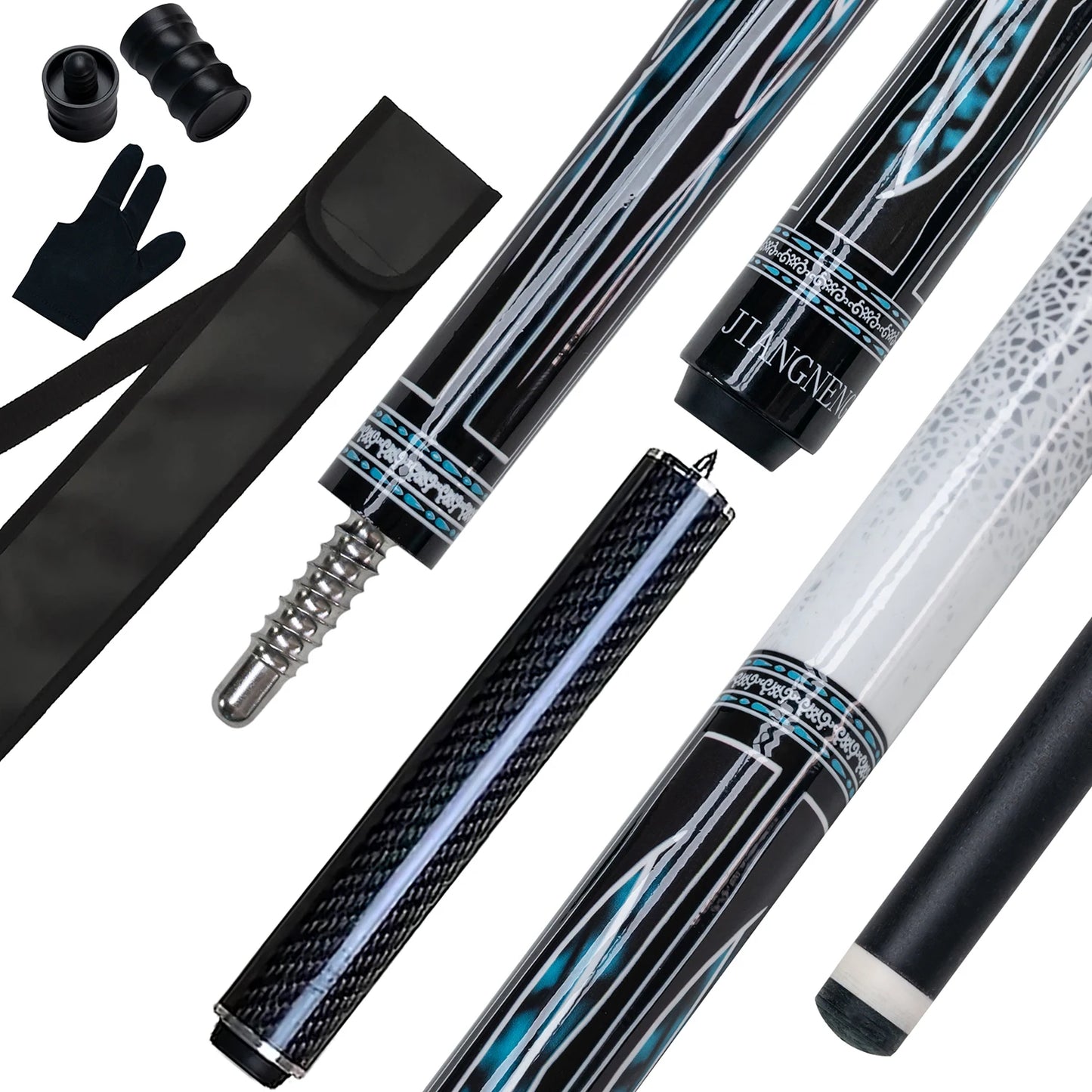 5-PC Carbon Pool Cue Bag Set – 148cm 13mm 20oz