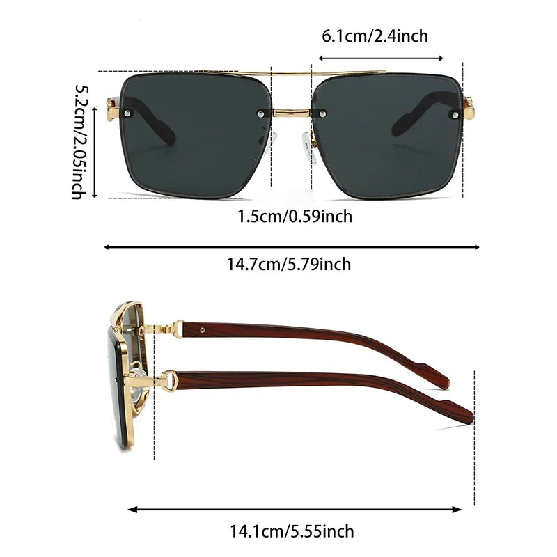 Retro Square Metall-Sonnenbrille Damen Doppelsteg