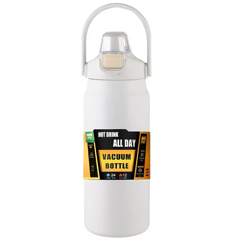 Stainless Steel Vacuum Thermos Tumbler Sports Water Bottle Straw