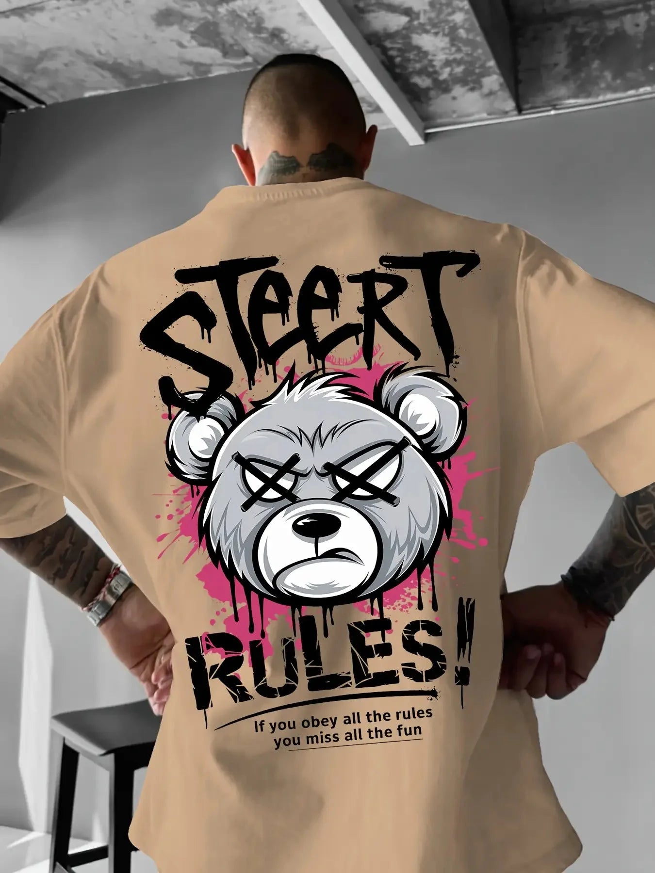 Herren T-Shirt mit wütendem Bär-Print | Atmungsaktives Street-Top