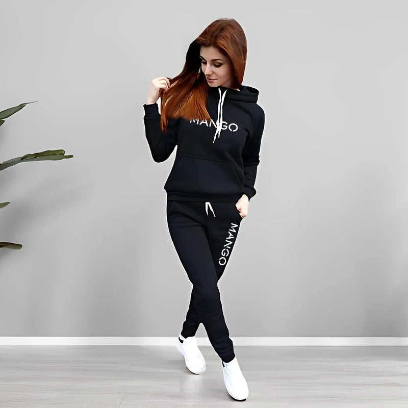 Damen-Trainingsanzug Freizeit-Kapuzenpullover 2-teiliges Jogging-Set