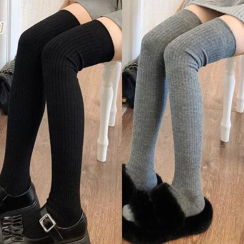Spring Fall Knee High Stockings for Women White Vertical Stripe Long Socks Fashion Girls JK Skinny Boots Sock Japanese Style - Teglex