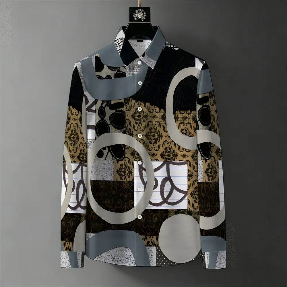 Teglex Men's Wrinkle-Free Color-Block Long Sleeve Shirt