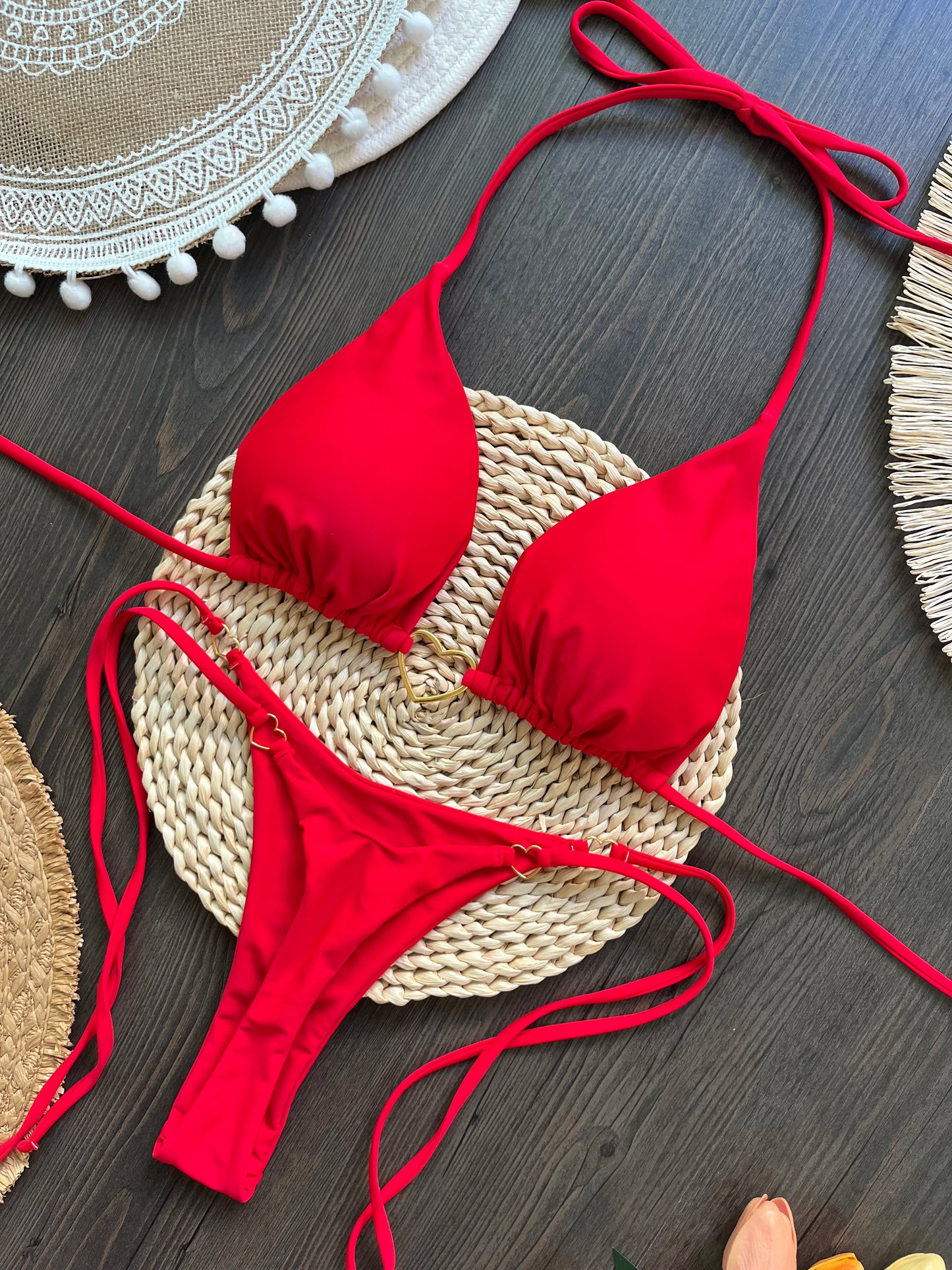Sexy Halter Triangle Thong Bikini Set Swimwear