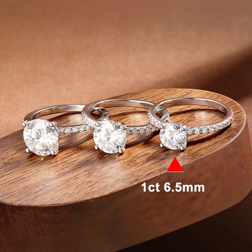 KNOBSPIN D VVS1 1-3ct Round Moissanite Ring 18K White Gold Plated s925 Sterling Silver with GRA Diamond Wedding Rings for Women - Teglex