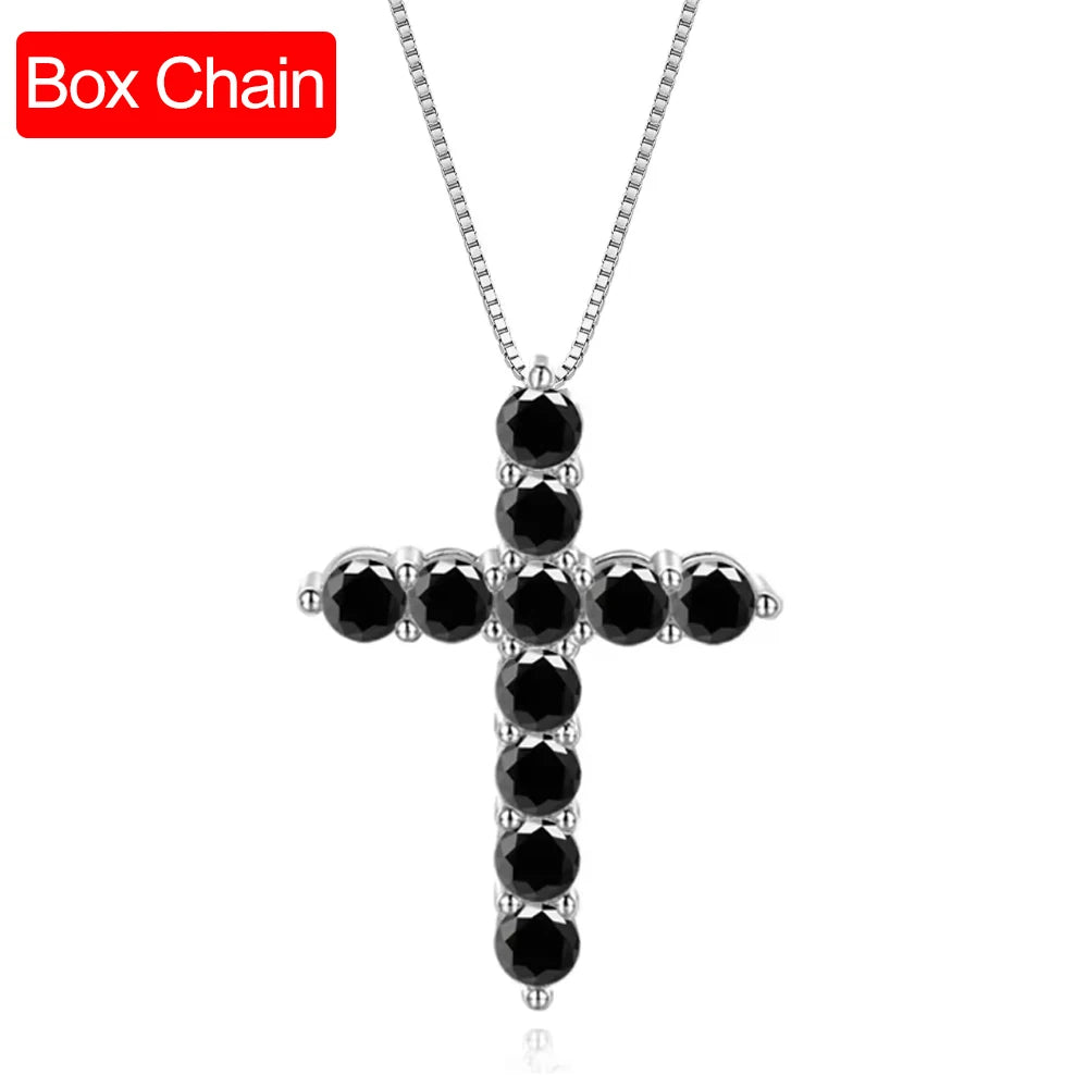 3mm 4mm 5mm Moissanite Cross Necklace GRA Certified S925 Silver Jesus Pendant Neck Chain for Women Engagement Bridal Fine Jewely - Teglex
