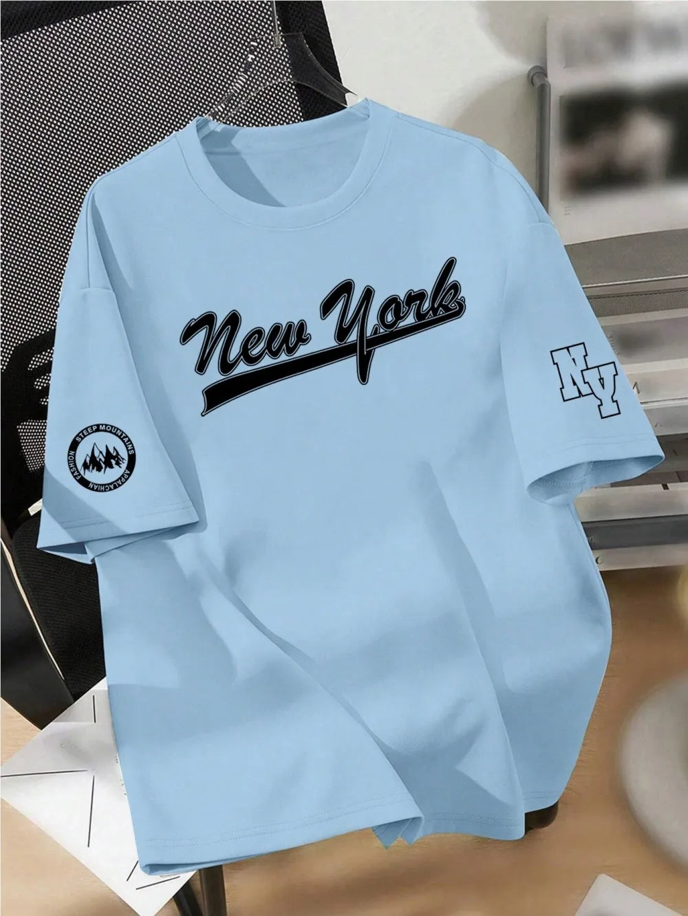 New men's summer design letter print soft and breathable round neck T-shirt summer outdoor street quick drying top - Teglex -