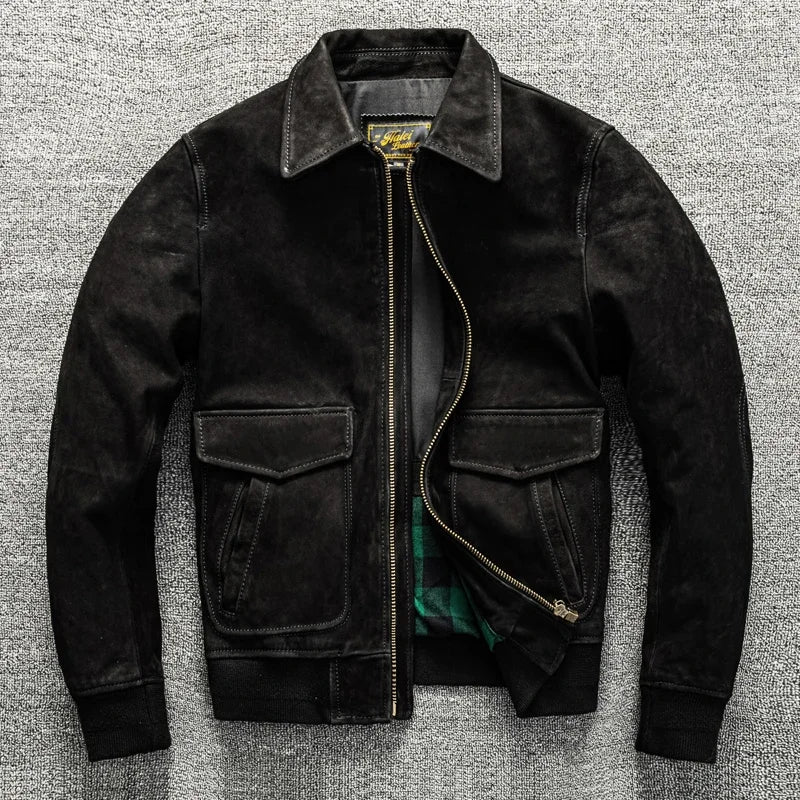 Herren Ziegenlederjacke im Used-Look