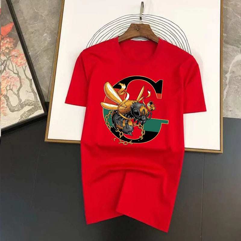 Trendy Luxury Brand Printed Short Sleeved T-shirt for Spring and Summer, Loose, Fashionable, Casual and Versatile T-shirt - Teglex