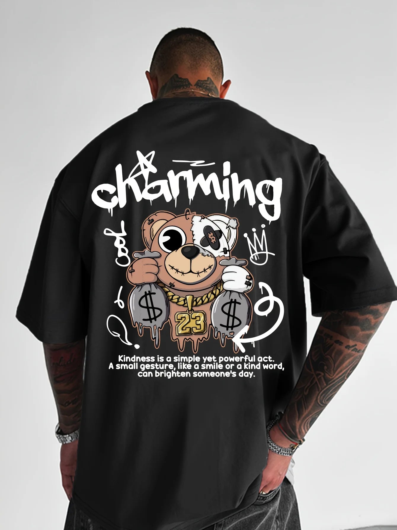 Herren T-Shirt mit Teddybär-Gelddruck | Street Style