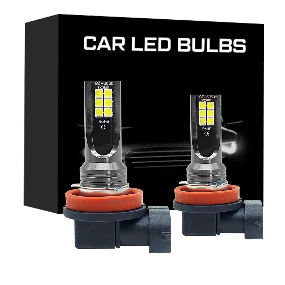 2Pcs LED Fog Light Bulbs H8 H11 9005 9006 6000K White 12V 24V