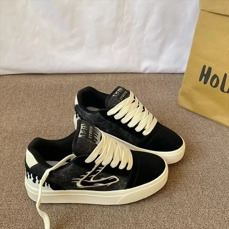 Men's Black White Board Shoes – Couple Sport Sneakers