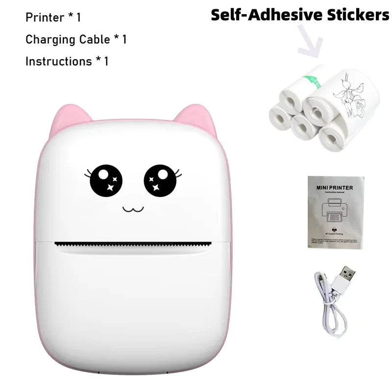 Mini Cat Bluetooth Thermal Printer – 58mm Photo & Labels