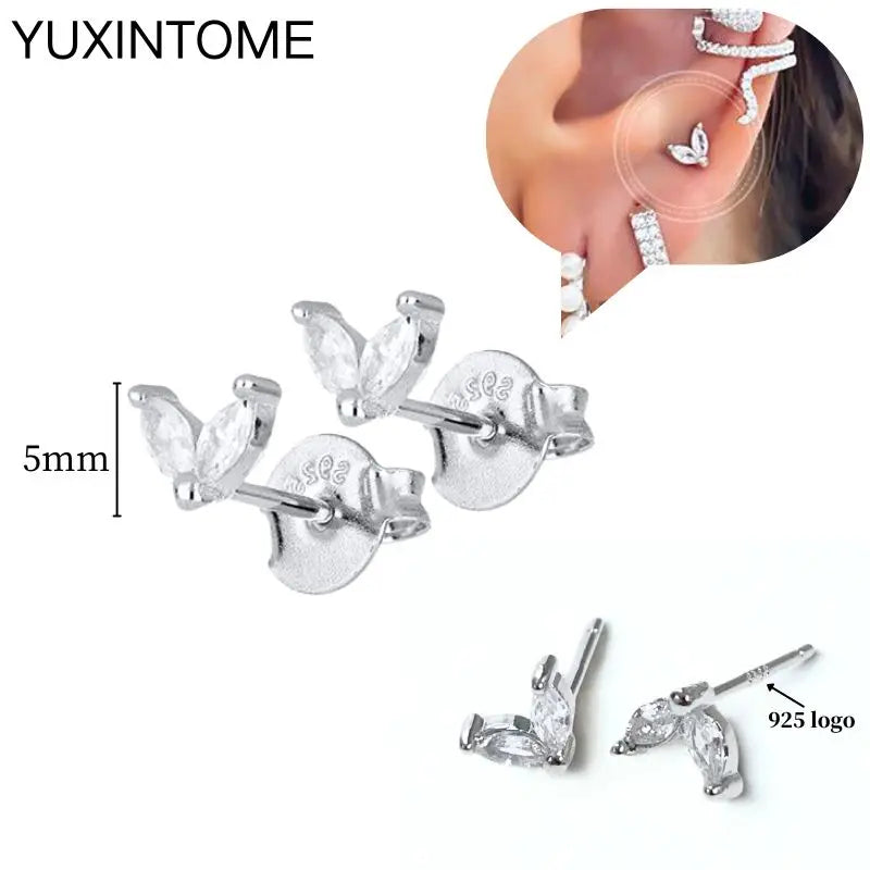 925 Sterling Silber Ohrnadel Mode Creolen Weiße Kristall Luxus Damen Silberohrringe Hochzeit Damenschmuck Geschenk
