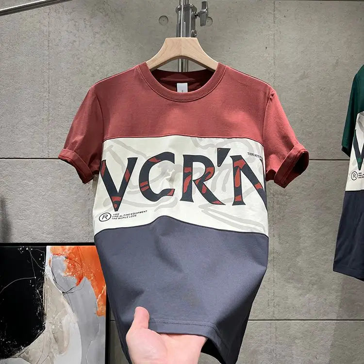 Men's Contrast Print Short Sleeve T-Shirt – Trendy