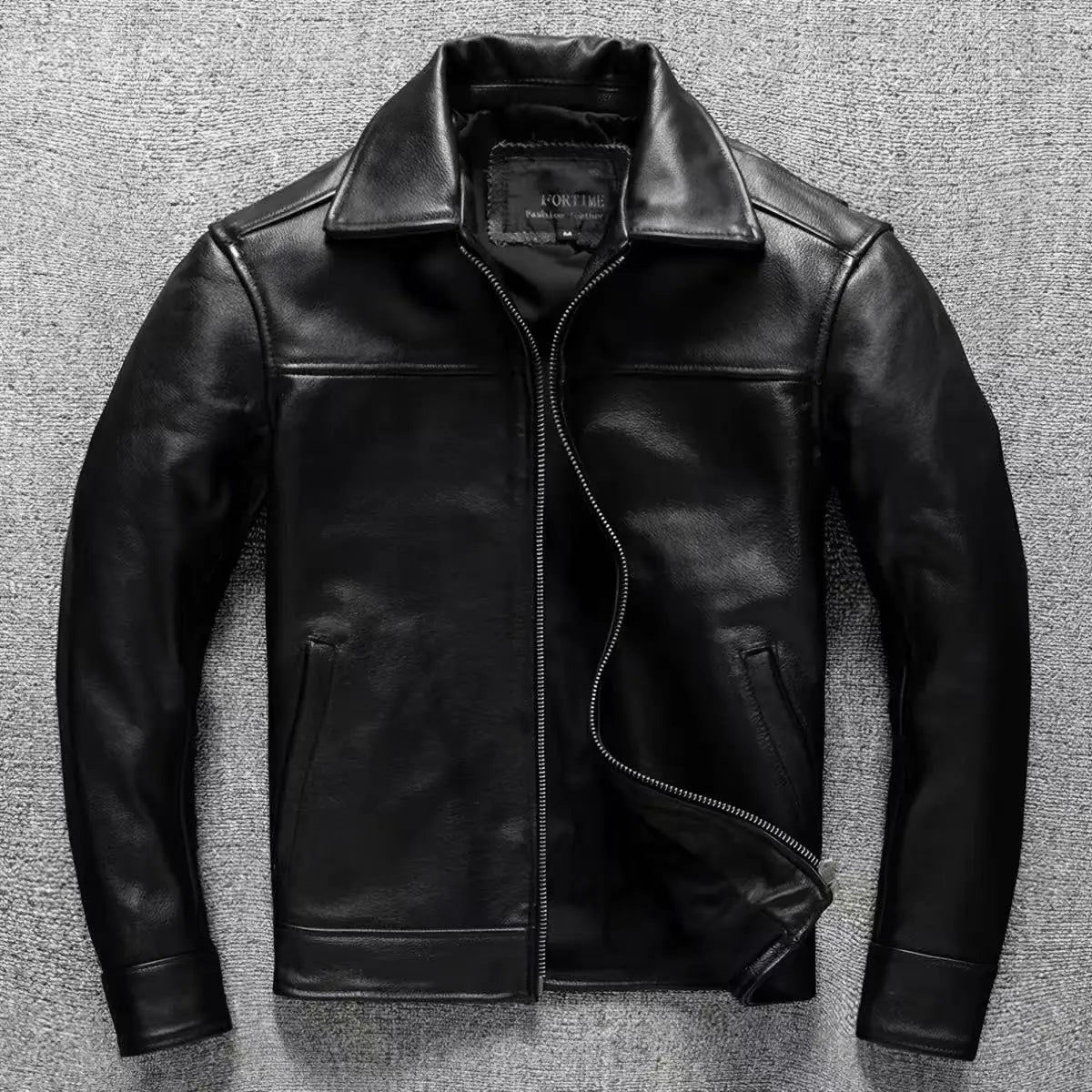 Herren Bikerjacke aus echtem Rindsleder, schmal geschnitten