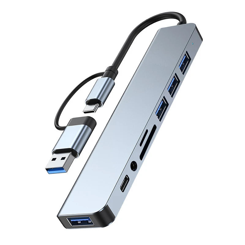 8-in-2 USB-C HUB – SD Card Reader & 3.5mm Audio Adapter