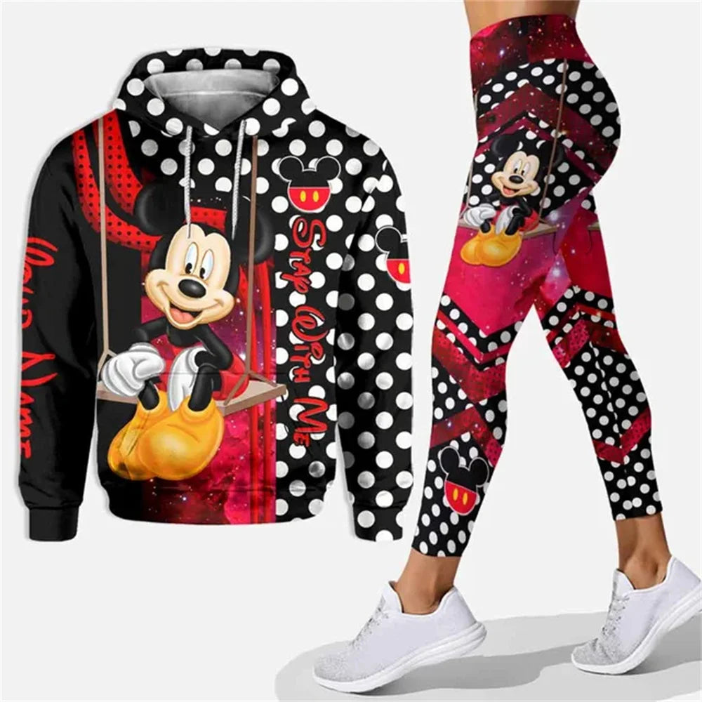 Personalisierter Mickey Damen Hoodie Set Yogahosen Set Jogginghosen
