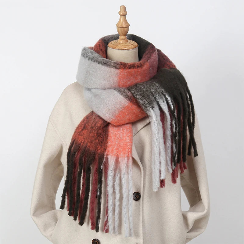 Damen Kaschmir Schal Wickeltuch – Regenbogen Quaste